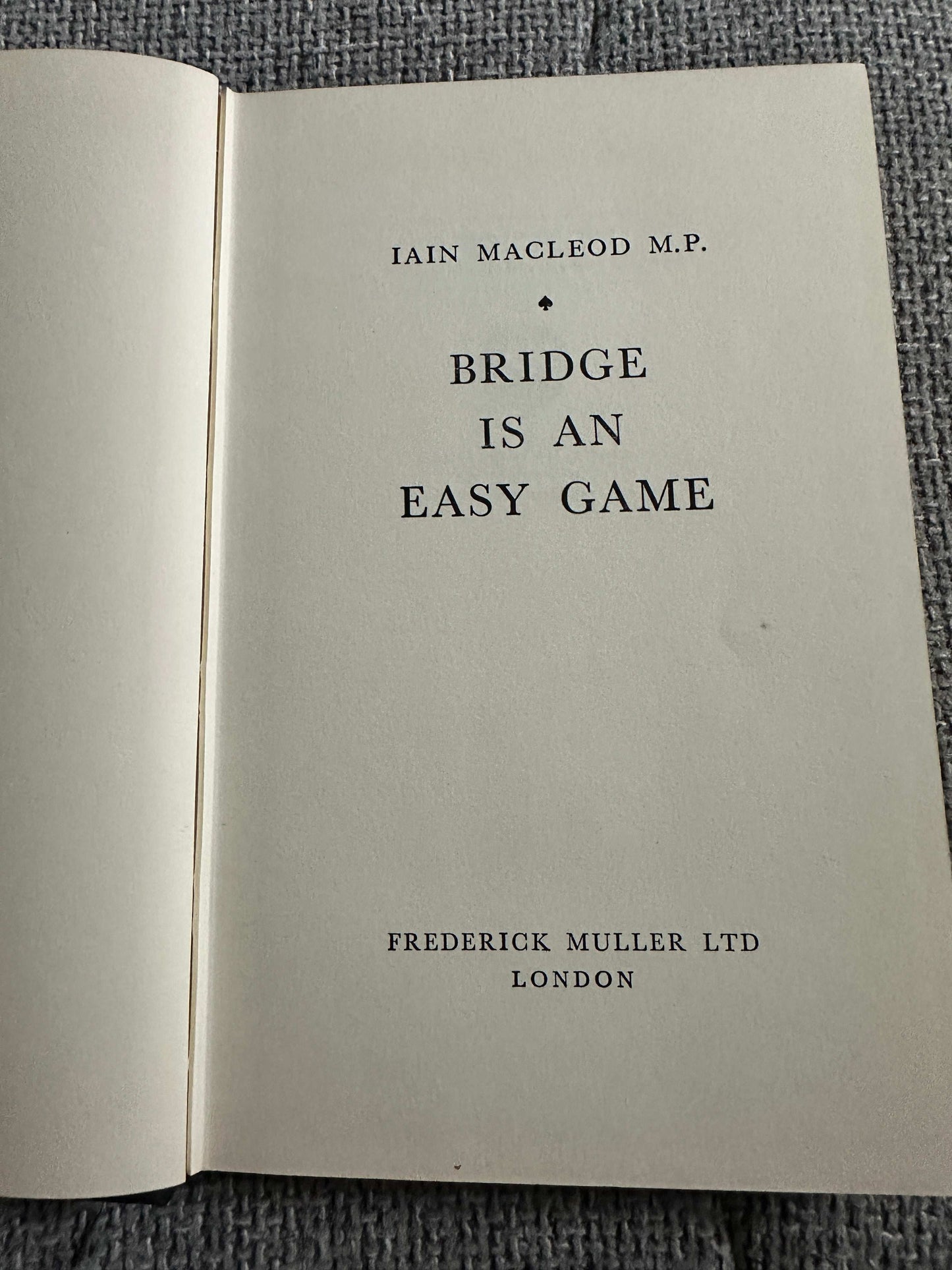 1959 Bridge Is An Easy Game book by Iain Macleod with publisher Frederick Muller Ltd