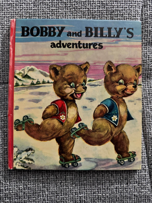 Bobby and Billy's Adventures children's book cover featuring cute bears on roller skates, a rare kids book by Corrie Scherewitz