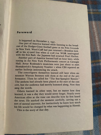 Foreword page from the Day of Infamy first edition detailing events of December 7, 1941