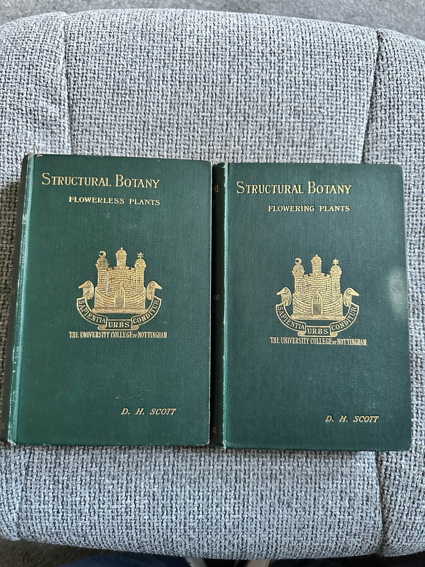 1909 and 1912 structural botany collectible books by D H Scott with green covers