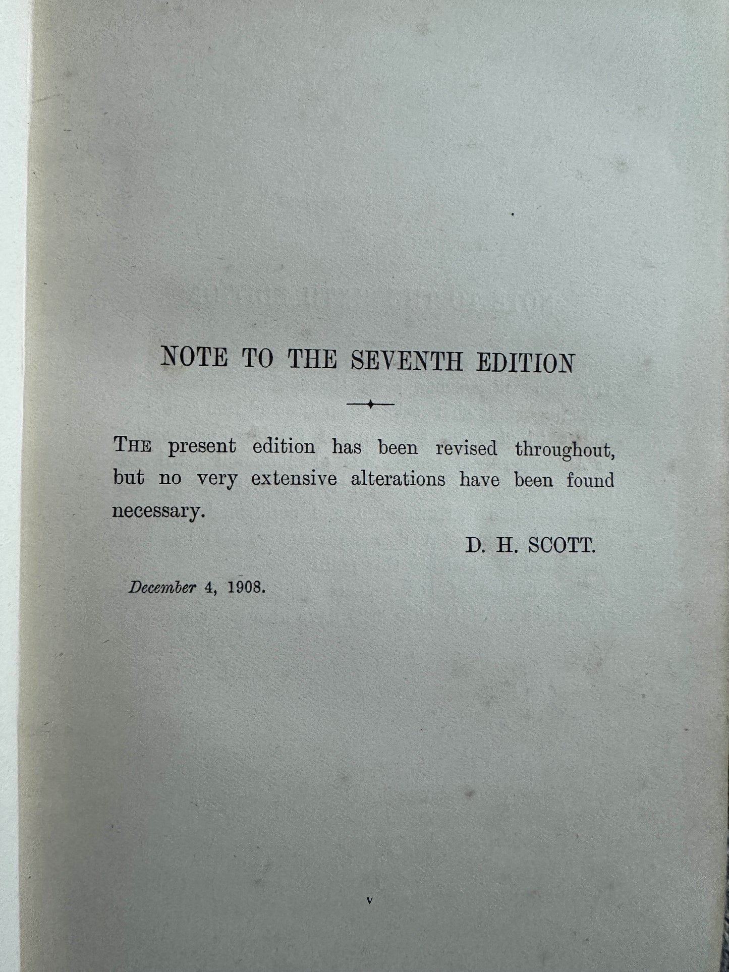 Note to the Seventh Edition in a collectible book on 1909 and 1912 structural botany