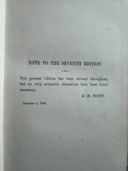 Note to the Seventh Edition in a collectible book on 1909 and 1912 structural botany