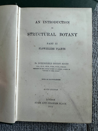 An Introduction to Structural Botany Part II Flowerless Plants 1912 book, featuring illustrations and collectible value