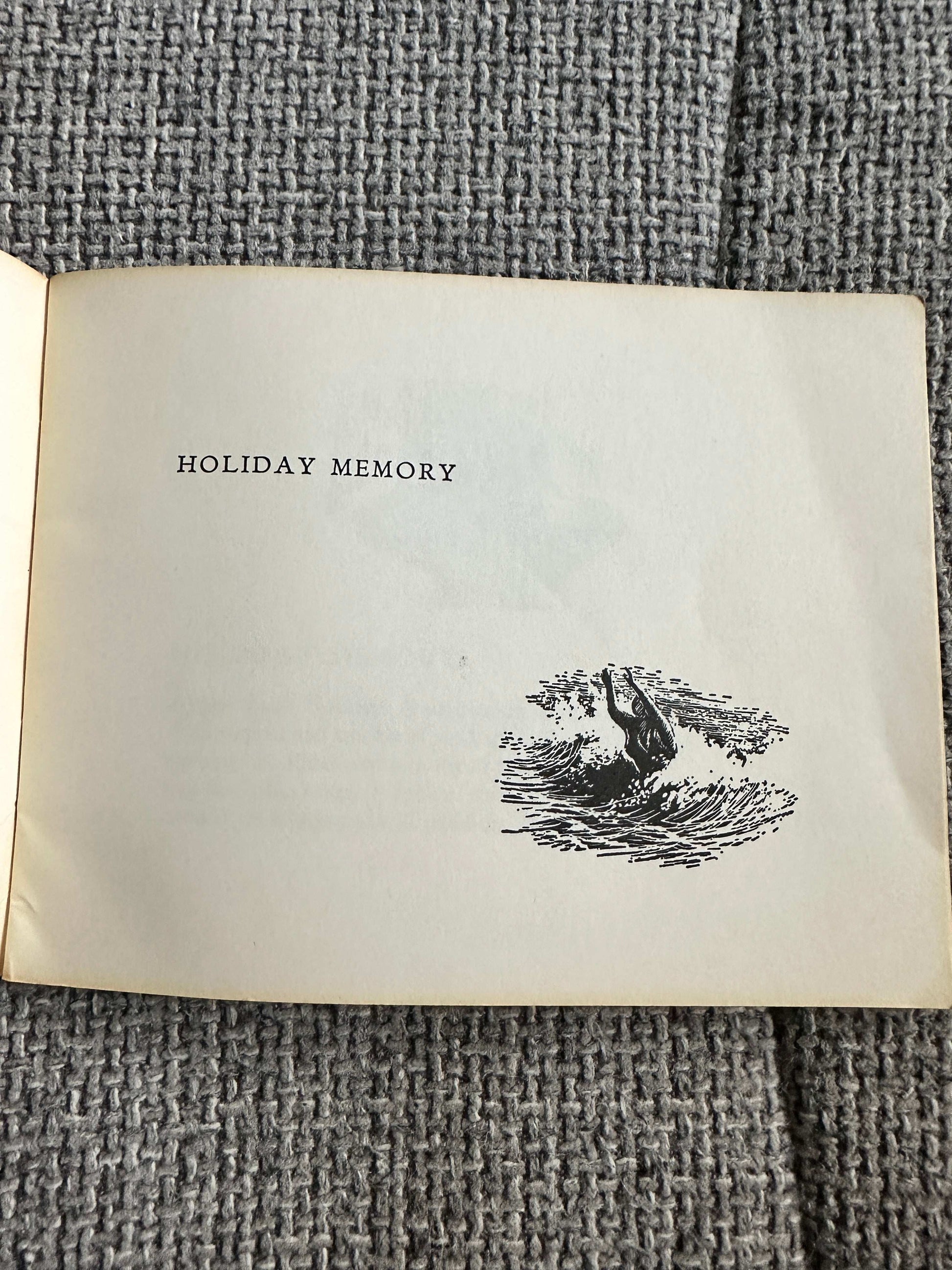 Inside page of Holiday Memory Dylan Thomas first edition featuring an illustration