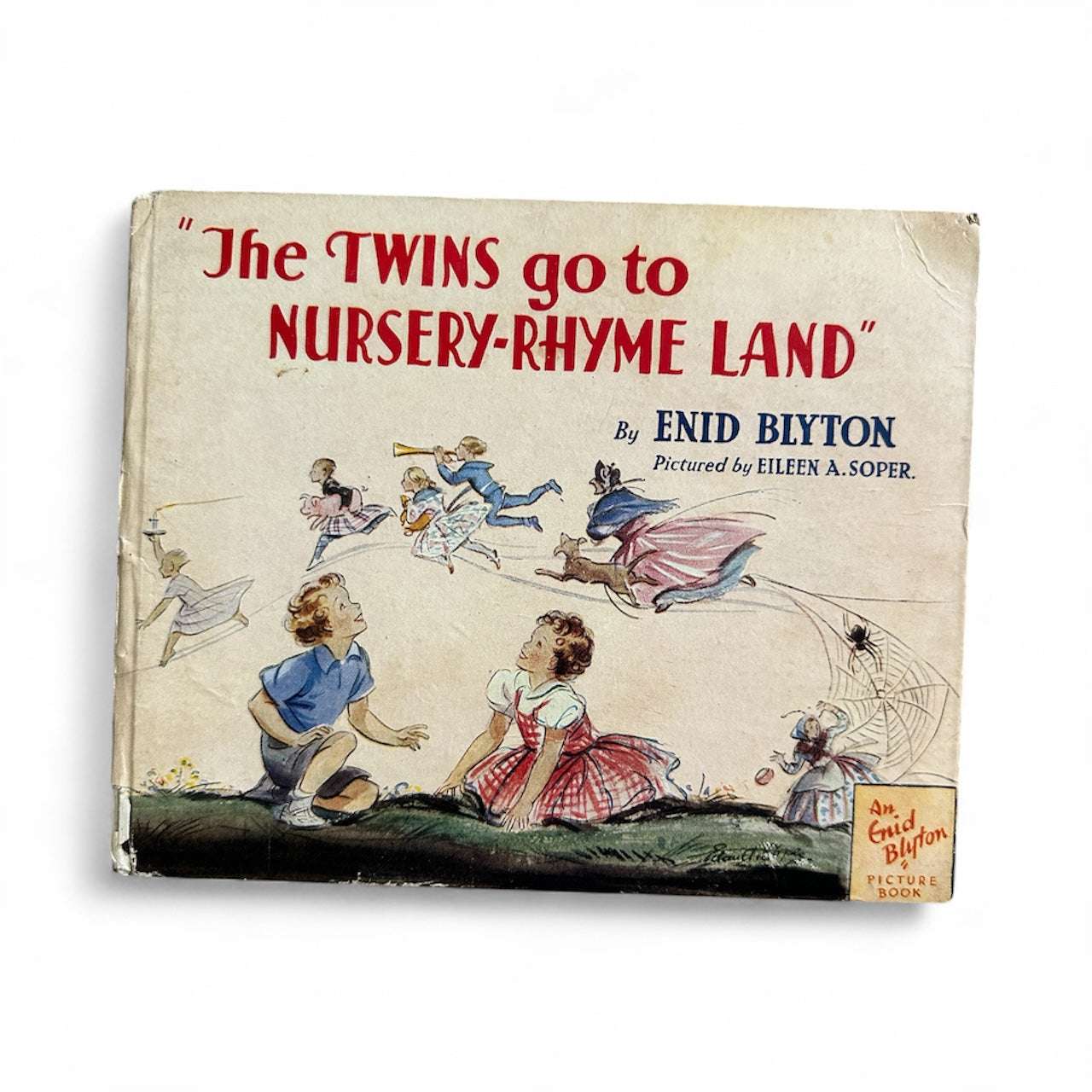 Enid Blyton The Twins Go To Nursery-Rhyme Land first edition children's book cover with illustrations