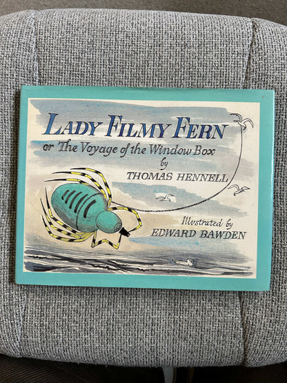 Lady Filmy Fern first edition book cover featuring colorful illustrations and whimsical design by Edward Bawden