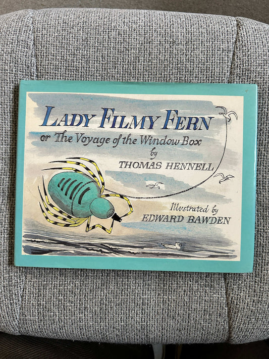 Lady Filmy Fern first edition book cover featuring colorful illustrations and whimsical design by Edward Bawden
