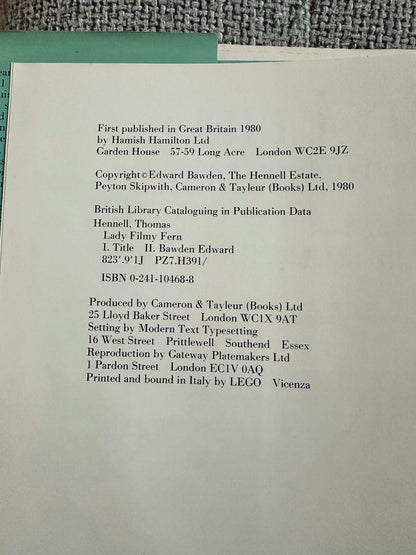 Lady Filmy Fern first edition book by Edward Bawden with publisher details and ISBN 0-241-10468-8