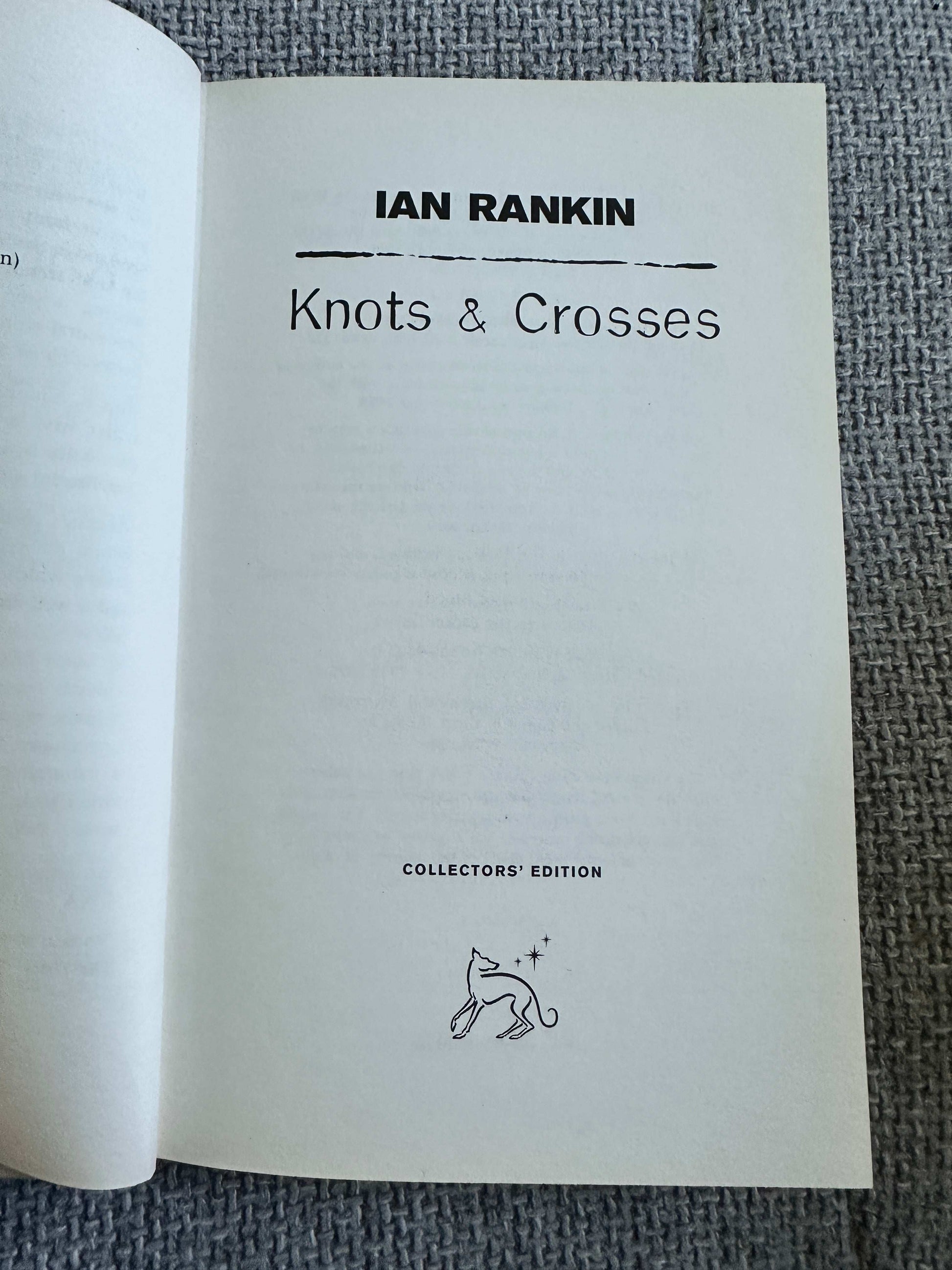 Ian Rankin Knots and Crosses collectors edition for sale featuring elegant typography and illustration