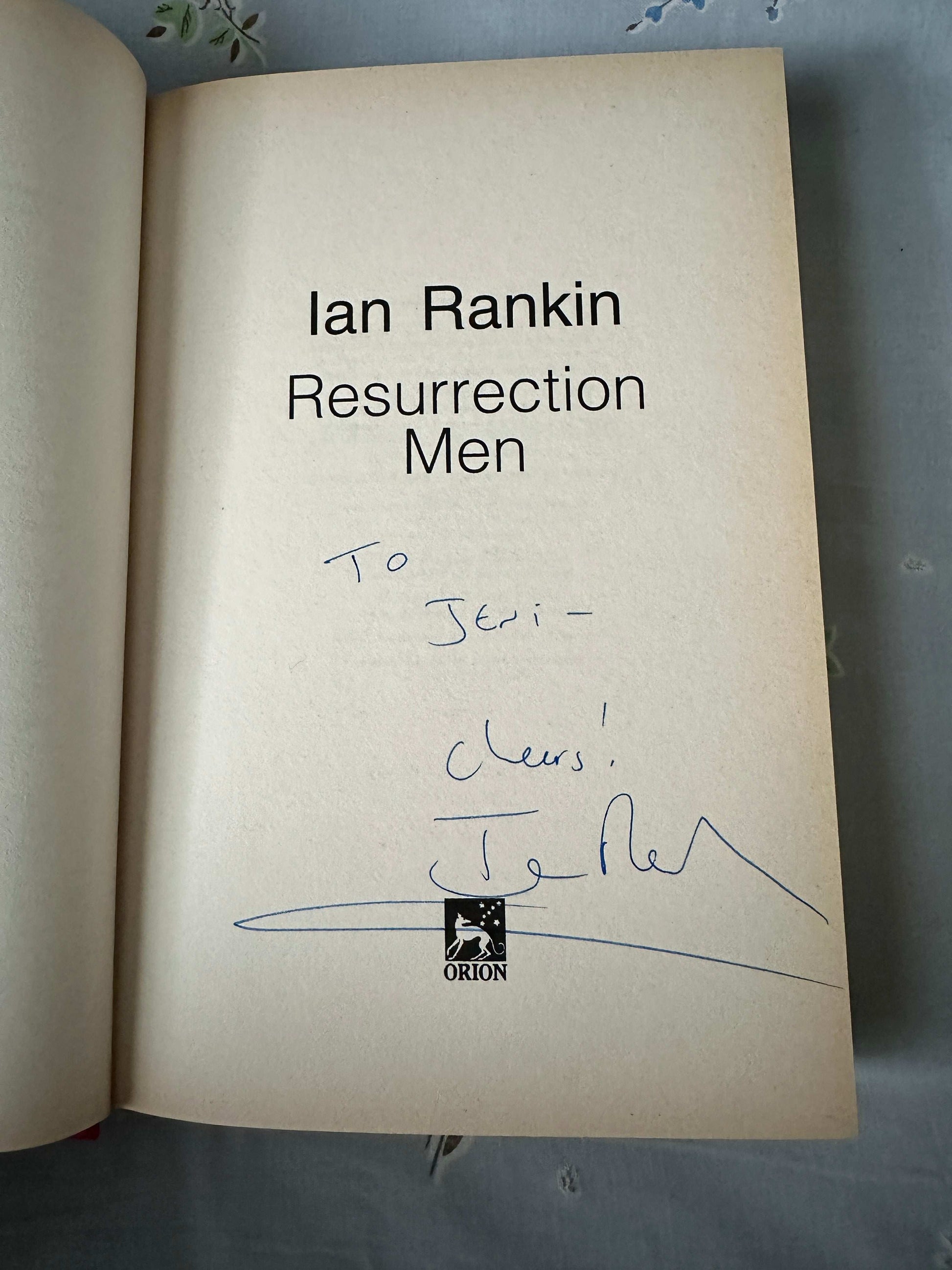 Signed Ian Rankin Resurrection Men novel page highlighting its rarity for collectors of rare Ian Rankin novels for collectors