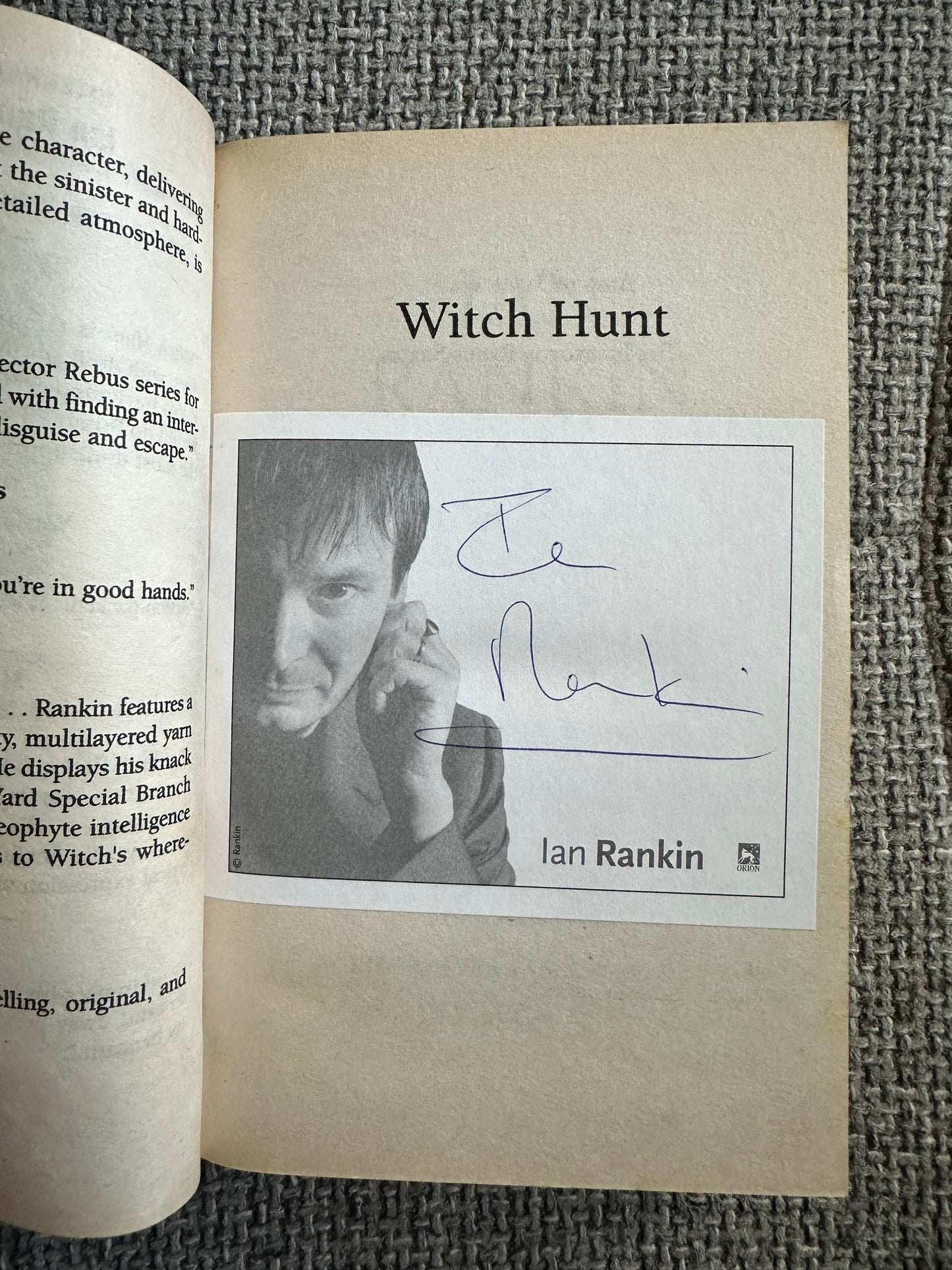 Signed first edition Witch Hunt Ian Rankin with author's signature on the title page