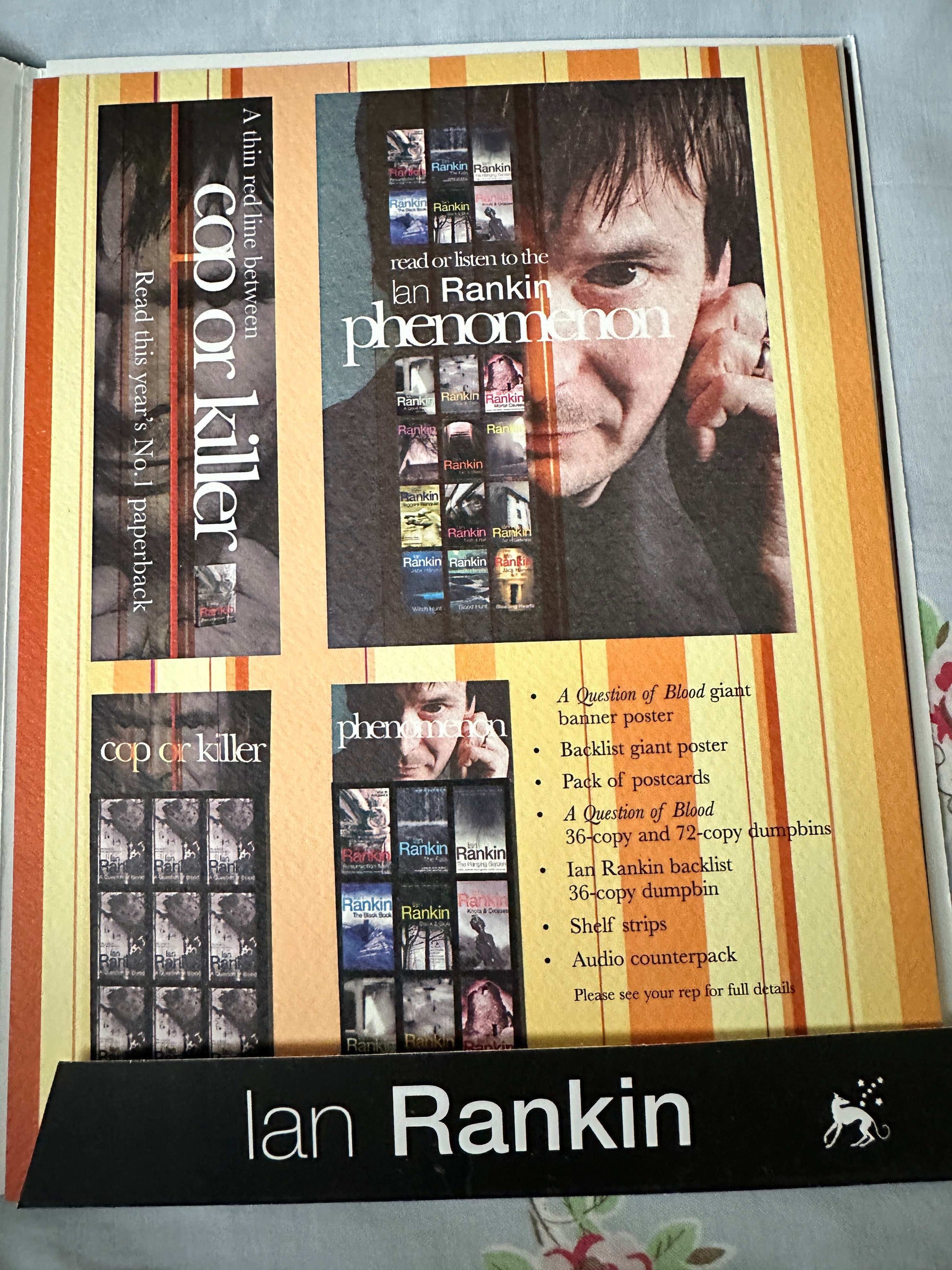 Ian Rankin signed press pack featuring promotional materials and audio content for fans and collectors