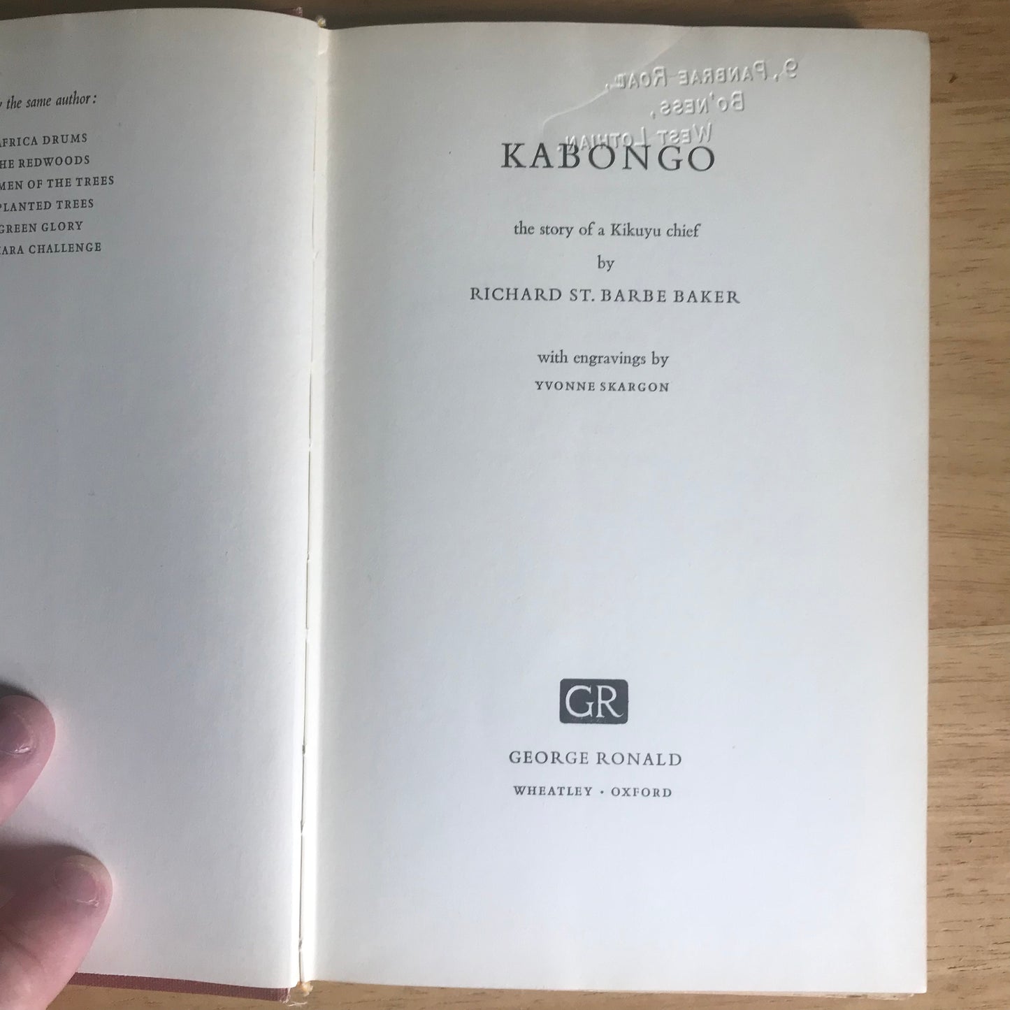 1955 Kabongo – Richard St.Barbe Barker (George Ronald Pub)