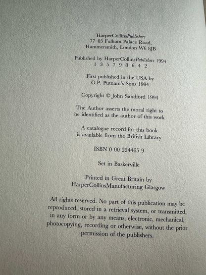 Night Prey John Sandford first edition book published by Honeyburn Books in 1994