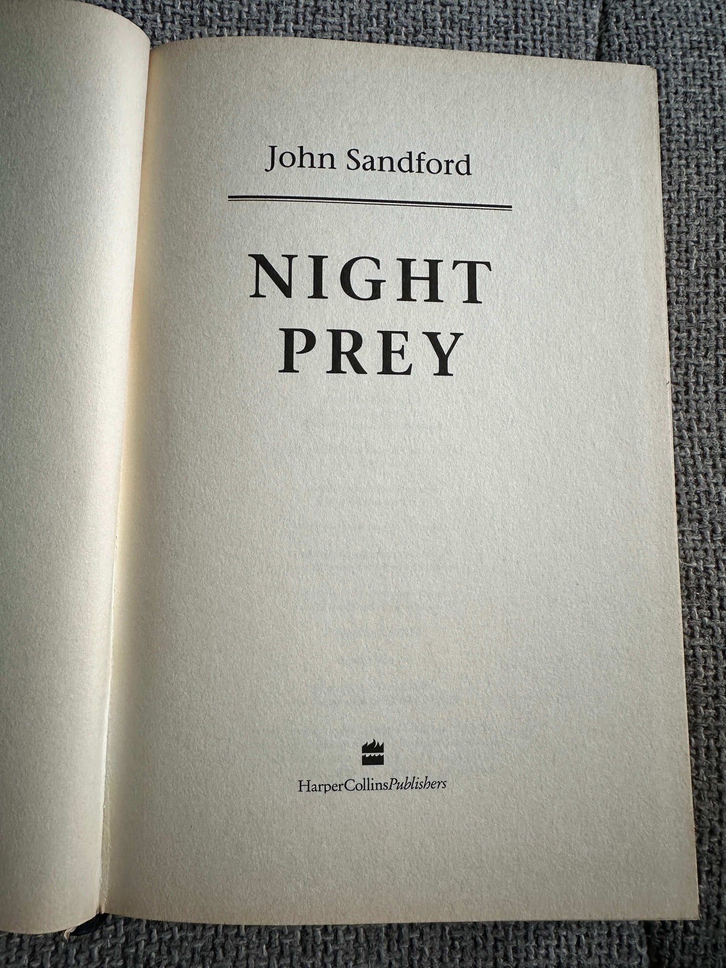 First edition of Night Prey John Sandford featuring the title page with publisher details