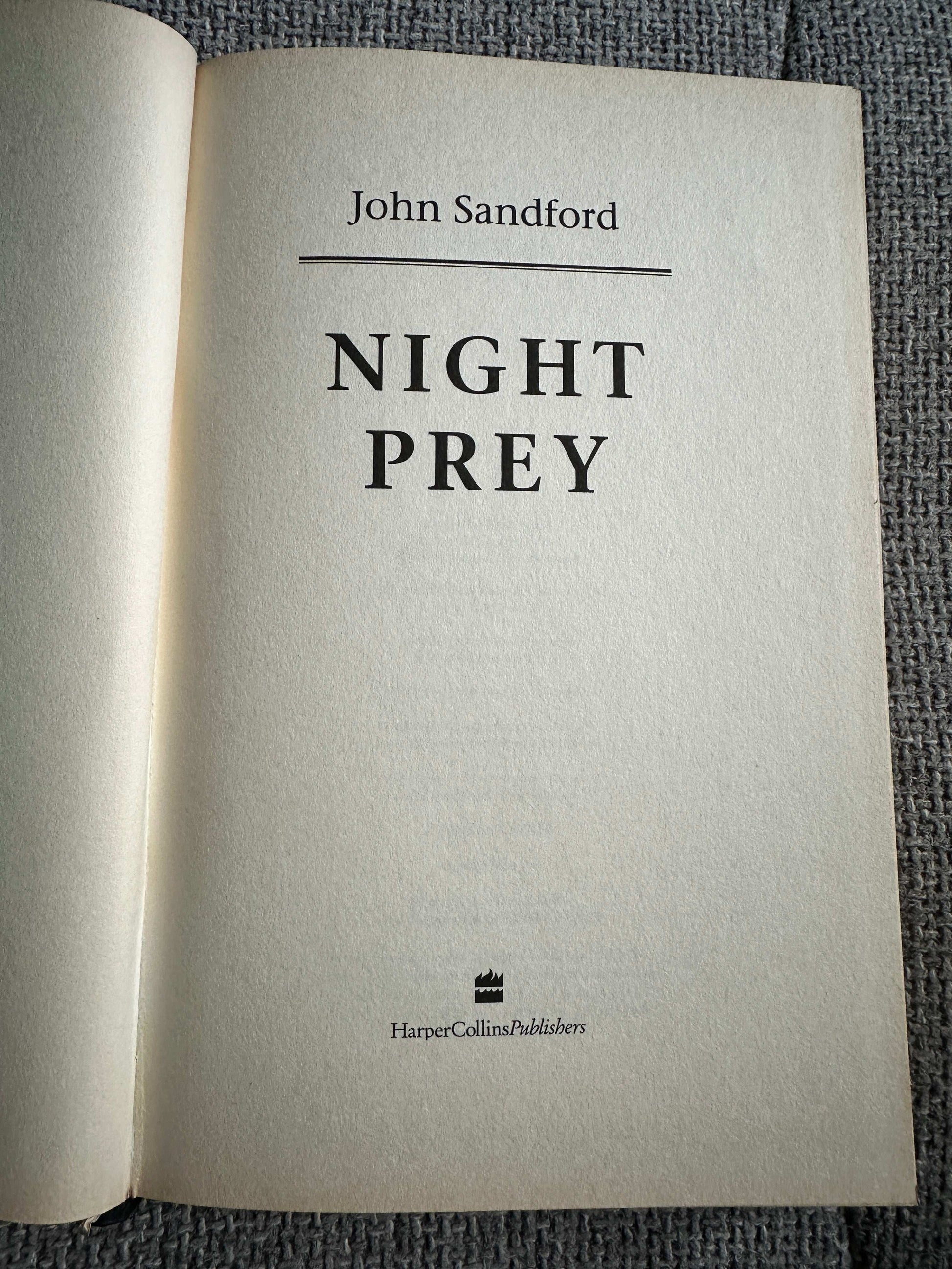 First edition of Night Prey John Sandford featuring the title page with publisher details