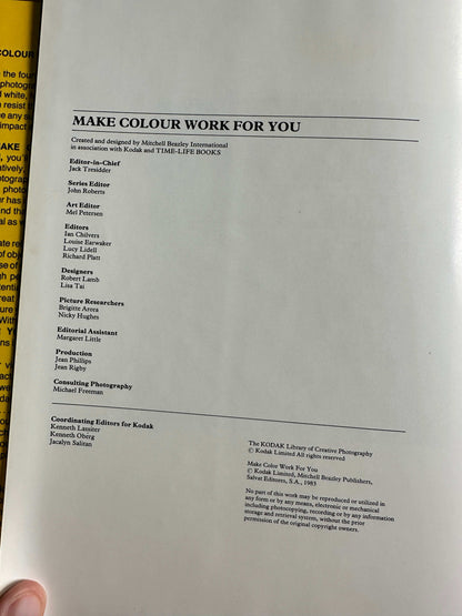 Inside page of the Kodak creative photography book featuring the editorial team and design credits