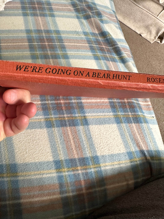 Rare book by Michael Rosen Helen Oxenbury titled We're Going on a Bear Hunt seen from the spine
