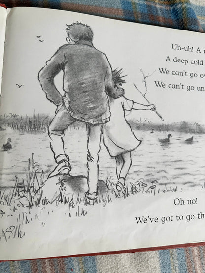 Illustration from Michael Rosen Helen Oxenbury rare book featuring a child and adult by a riverbank