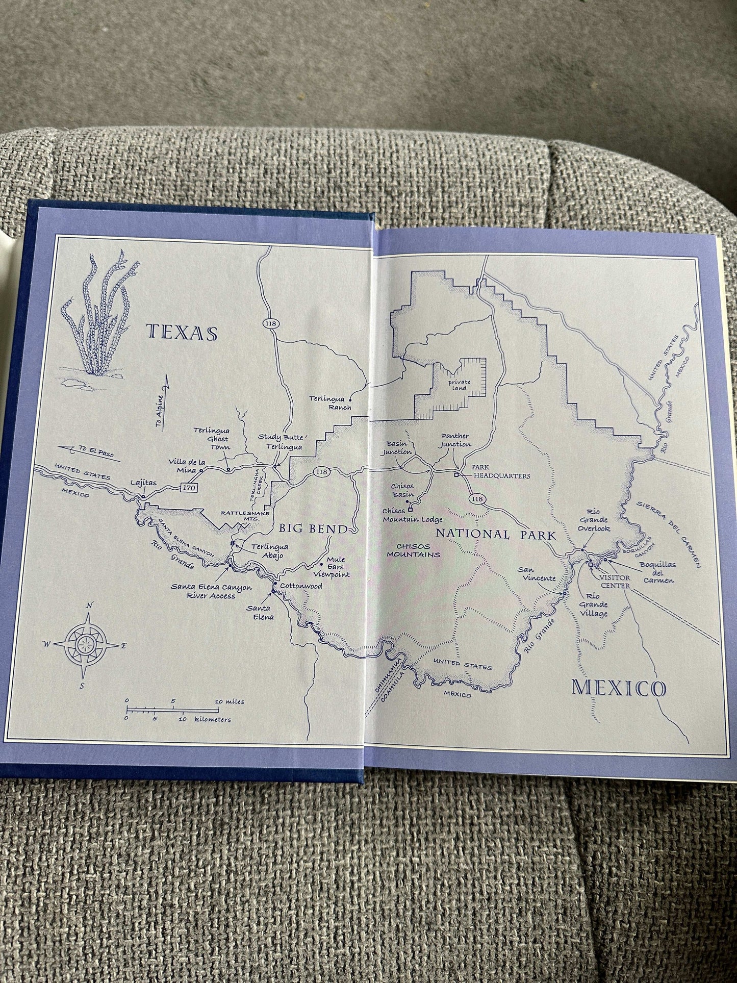 Map of Big Bend National Park in Texas, featured in Nevada Barr Borderline first edition