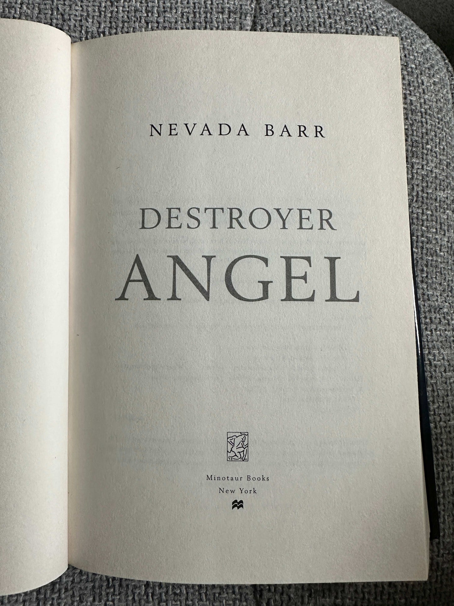 Title page of Destroyer Angel Nevada Barr first edition book with publisher details