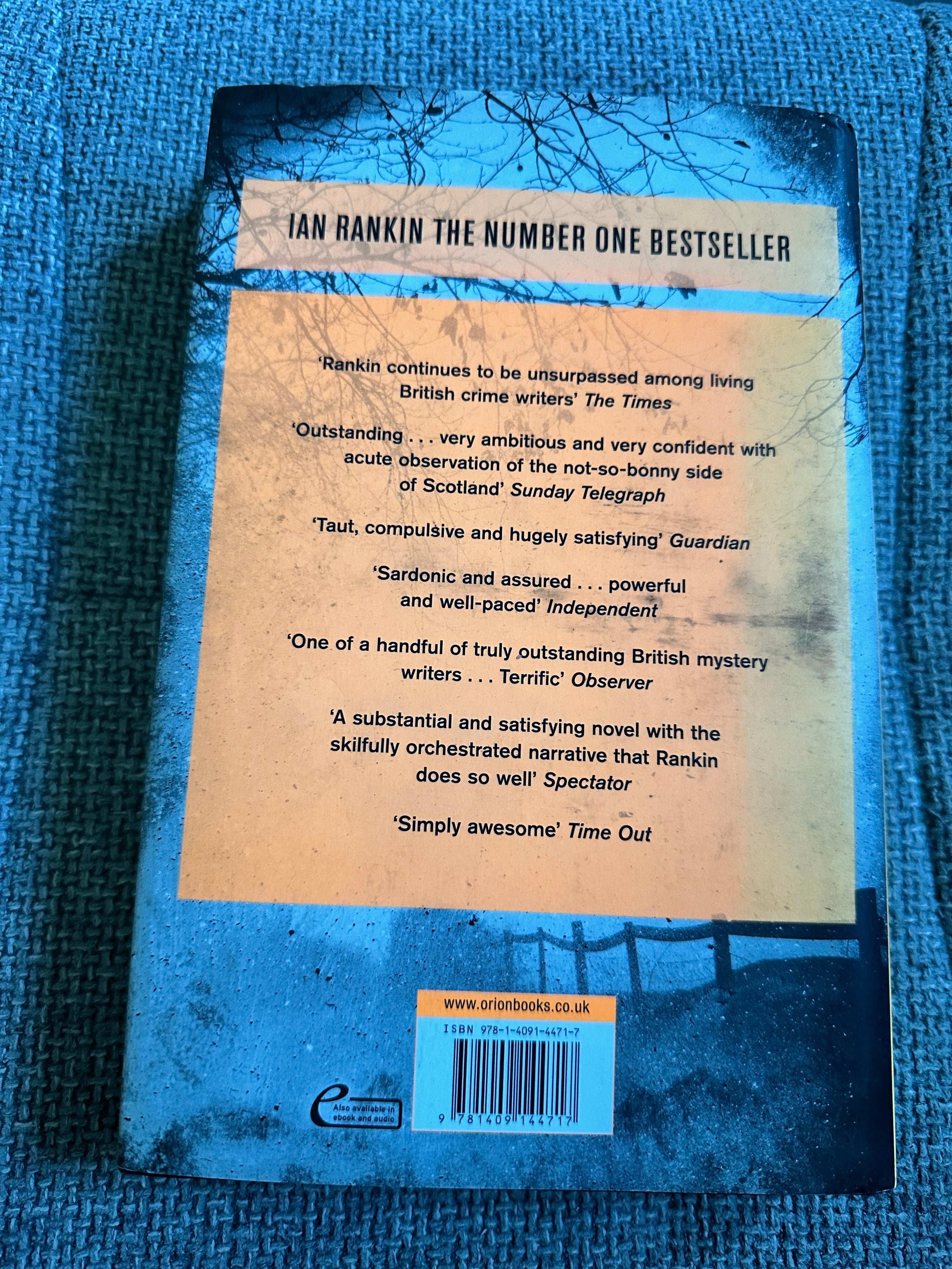 Back cover of Ian Rankin's bestseller featuring quotes for collectible Rebus novels UK