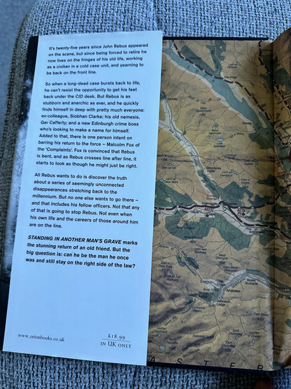 Back cover of Standing in Another Man’s Grave Rebus novel UK with a detailed map and descriptive text
