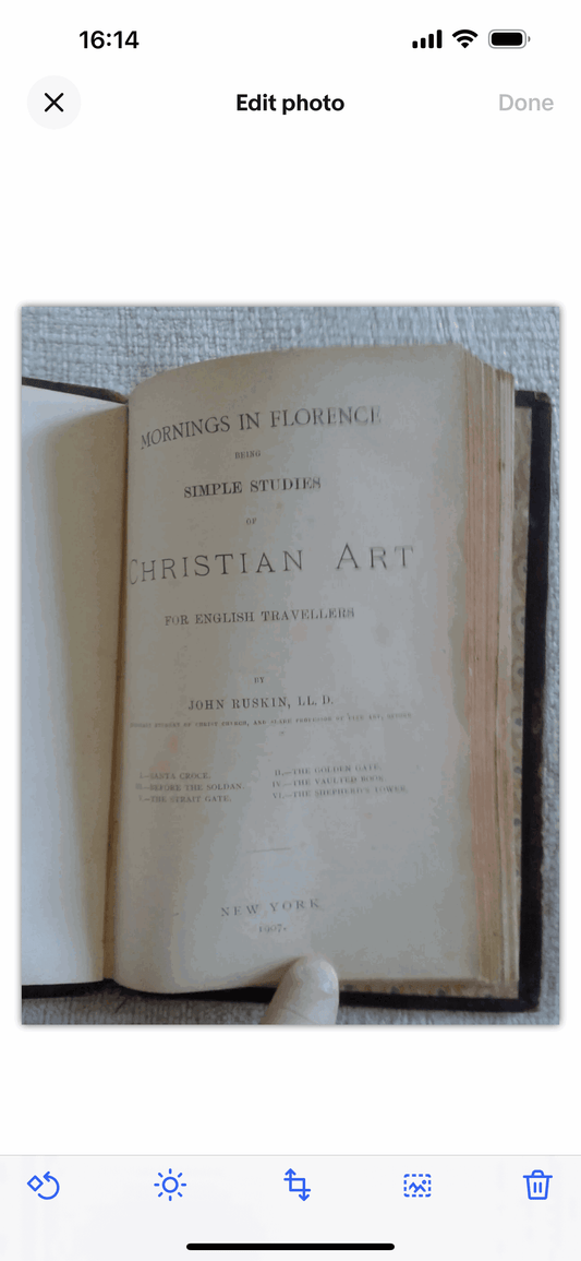 *rare* 1907 Mornings In Florence - John Ruskin handtooled leather New York pub - Honeyburn Books (UK)