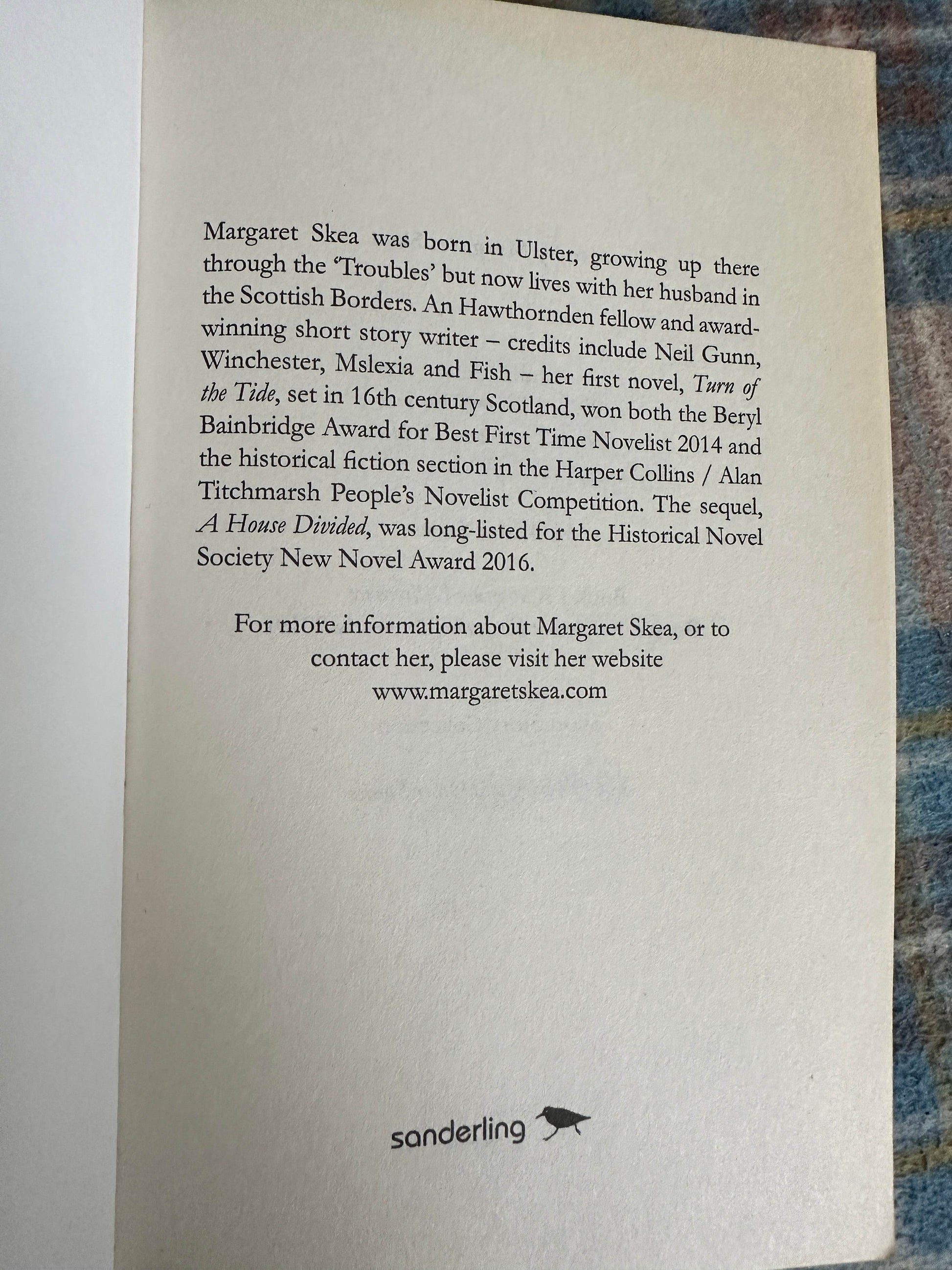 Signed By Sword and Storm Margaret Skea book introduction page with author's details