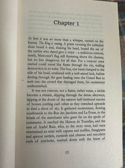Chapter 1 of signed By Sword and Storm Margaret Skea with detailed text on historical intrigue