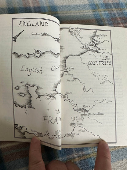 Map of England and France from the signed By Sword and Storm Margaret Skea book showing regions and cities