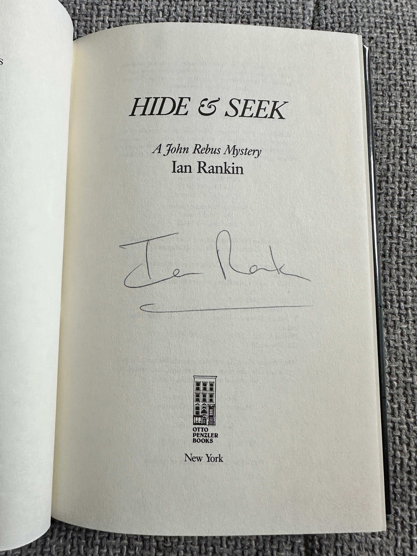 Signed Ian Rankin first edition of Hide & Seek, a John Rebus mystery novel