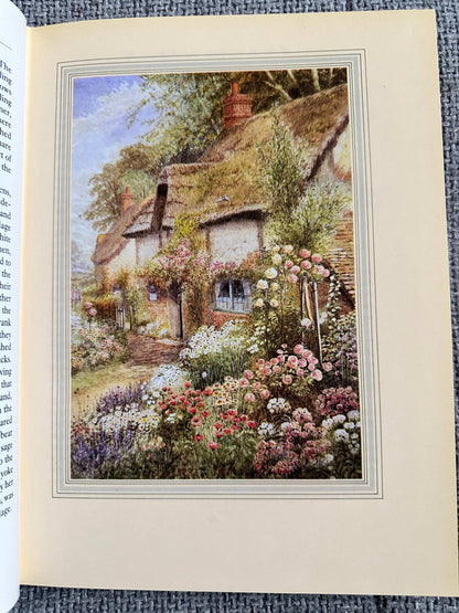 Still Glides The Stream Flora Thompson book cover featuring a picturesque cottage surrounded by blooming flowers