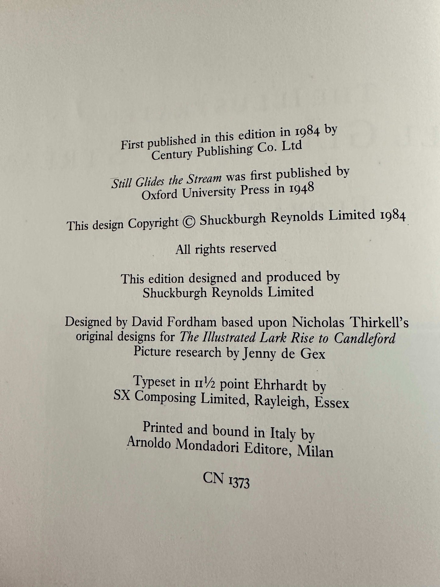 First edition details of Still Glides The Stream Flora Thompson published by Honeyburn Books in 1984