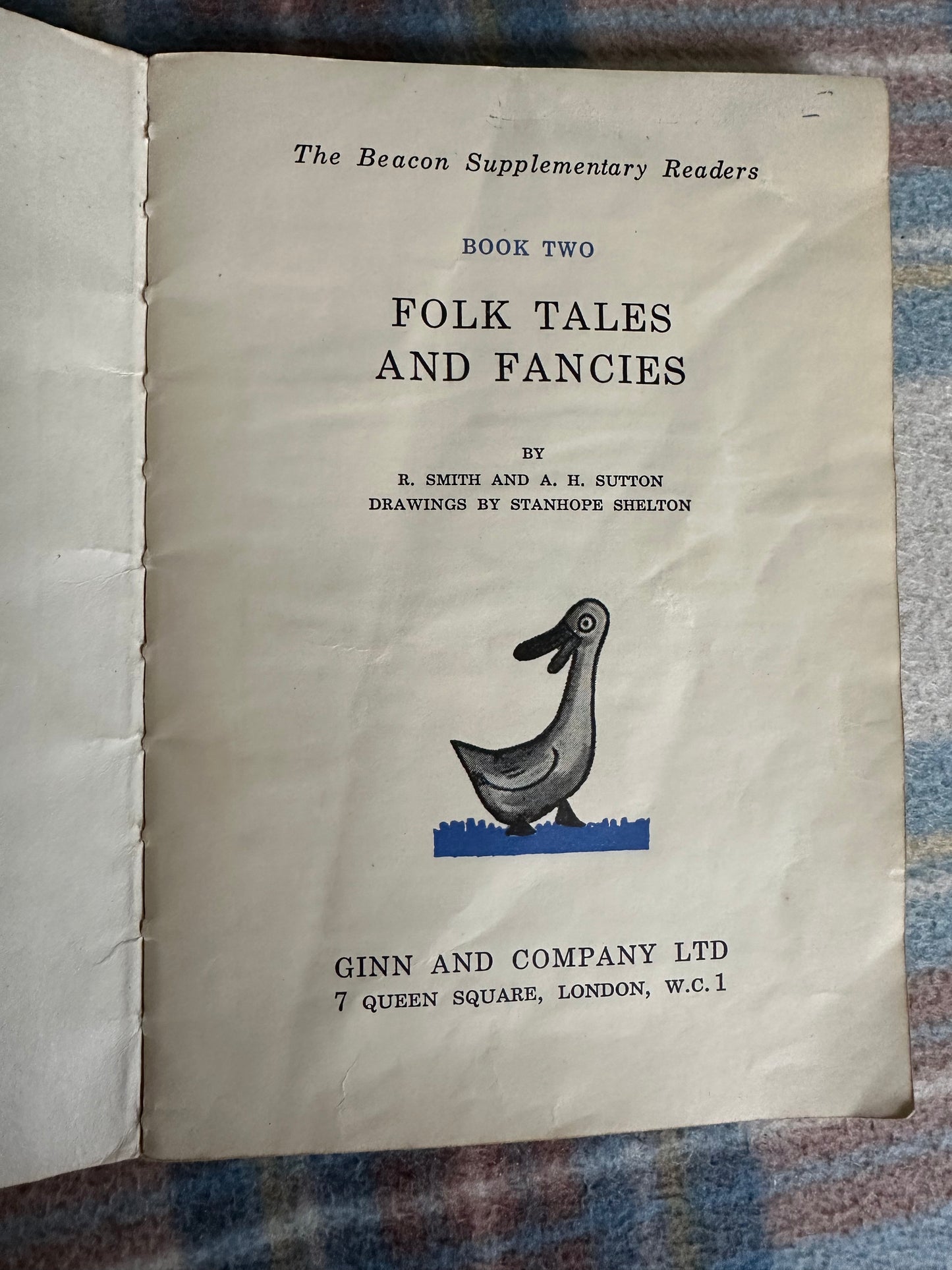 The Beacon Library Folk Tales and Fancies book cover featuring a drawing of a duck