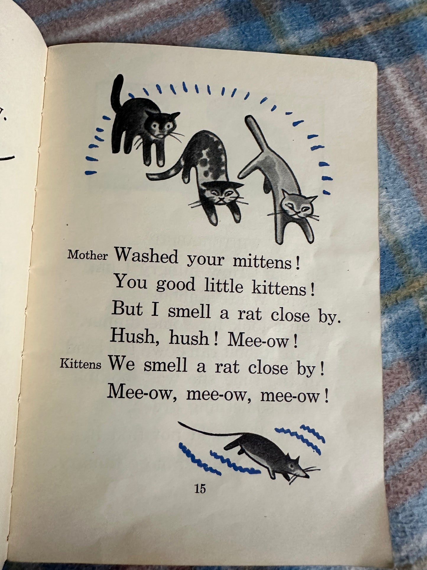 The Beacon Library Folk Tales and Fancies illustration of playful kittens washing their mittens