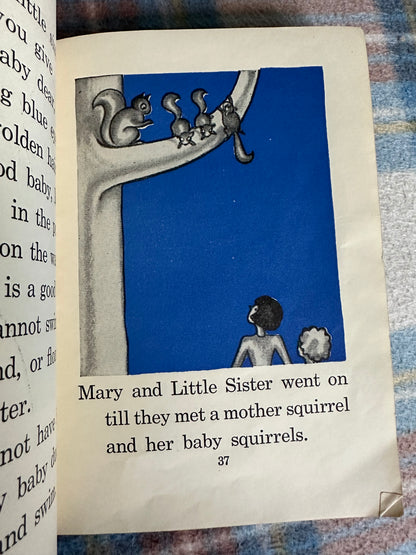 Illustration from The Beacon Library Folk Tales and Fancies showing children and squirrels in a whimsical scene