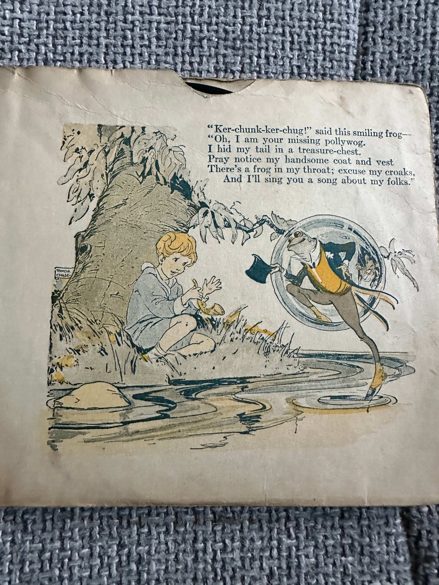 The Funny Froggy Bubble Book first edition featuring a boy and a frog by the water's edge