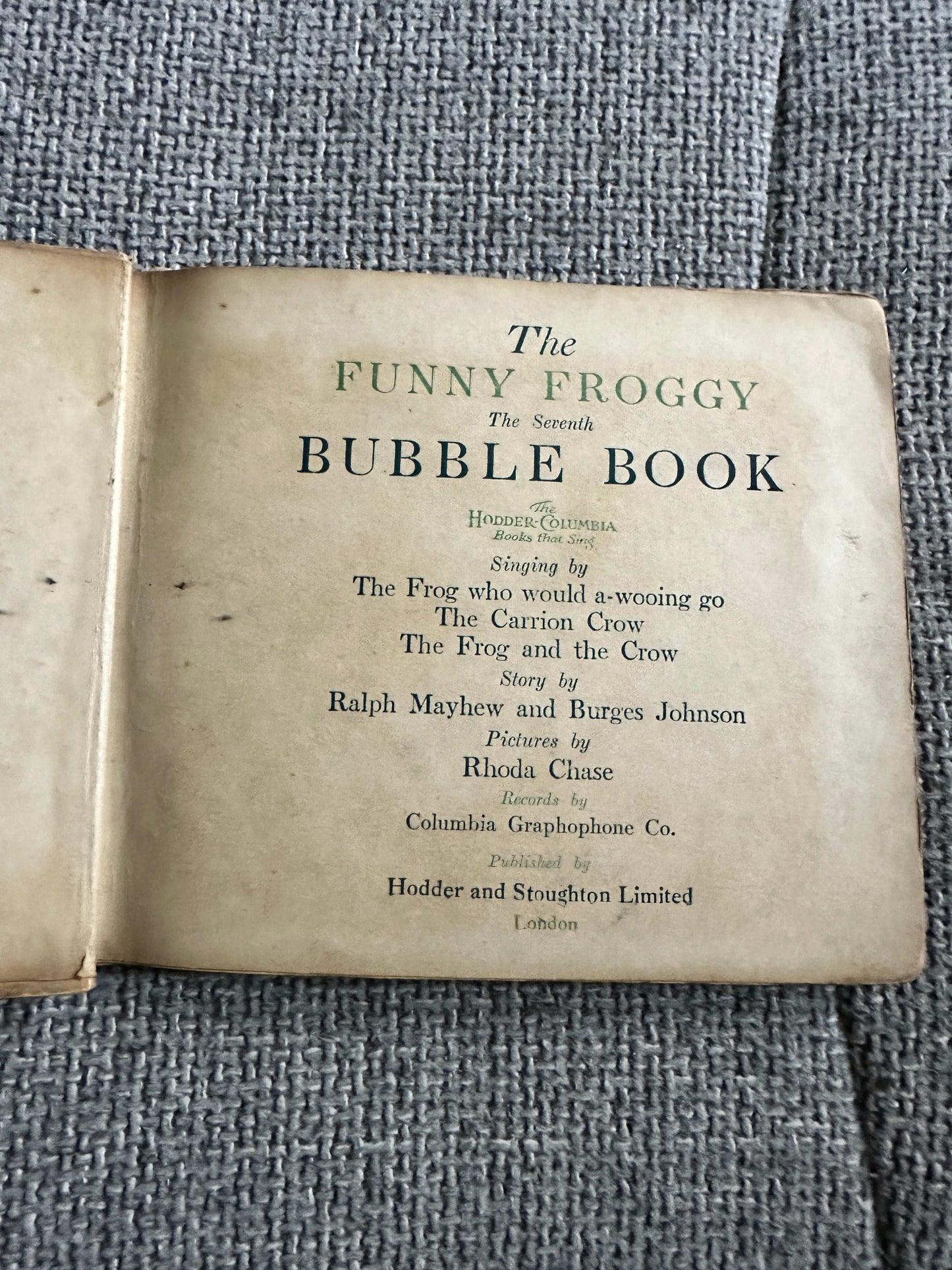 The Funny Froggy Bubble Book first edition, featuring classic illustrations and charming stories for children