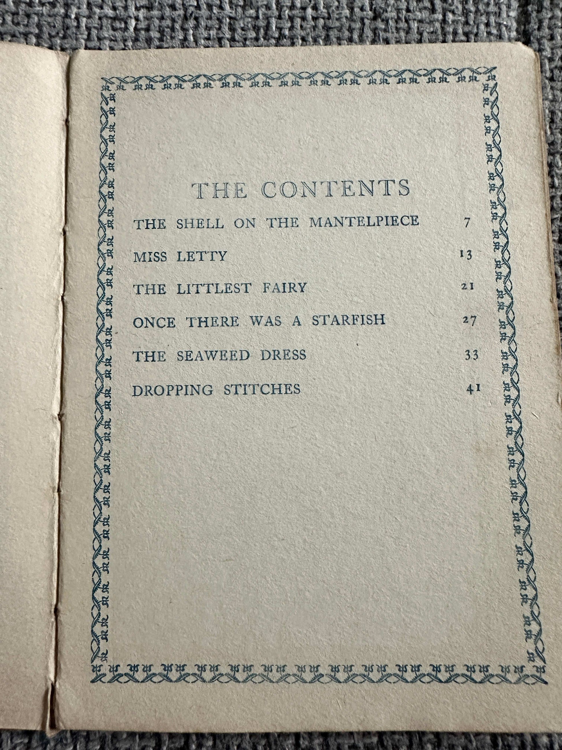 Contents page of The Sea-Shore Fairies first edition book with titles and page numbers