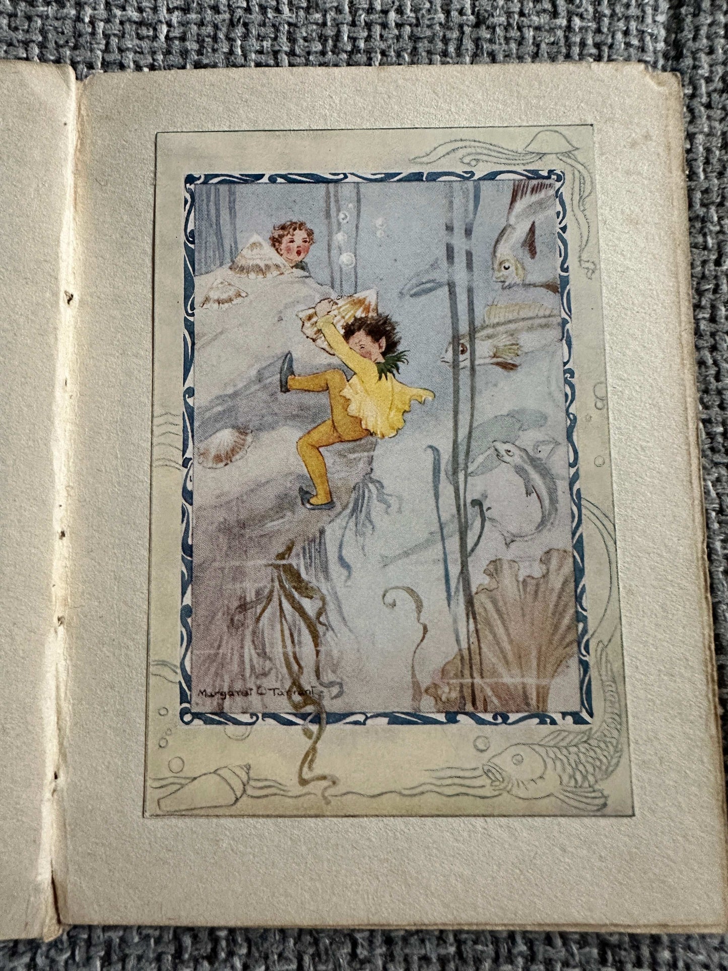 The Sea-Shore Fairies first edition book illustration featuring a child exploring underwater with marine life