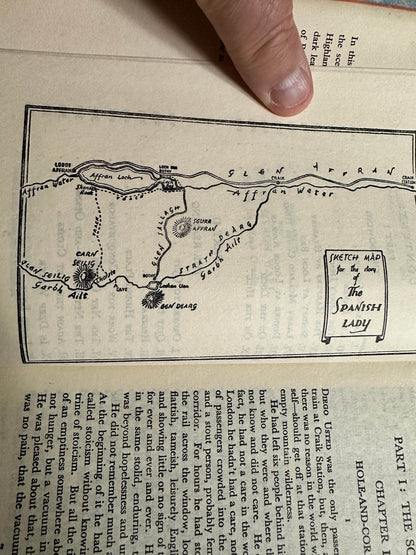 Map illustration from The Spanish Lady Maurice Walsh first edition showing key locations and terrain