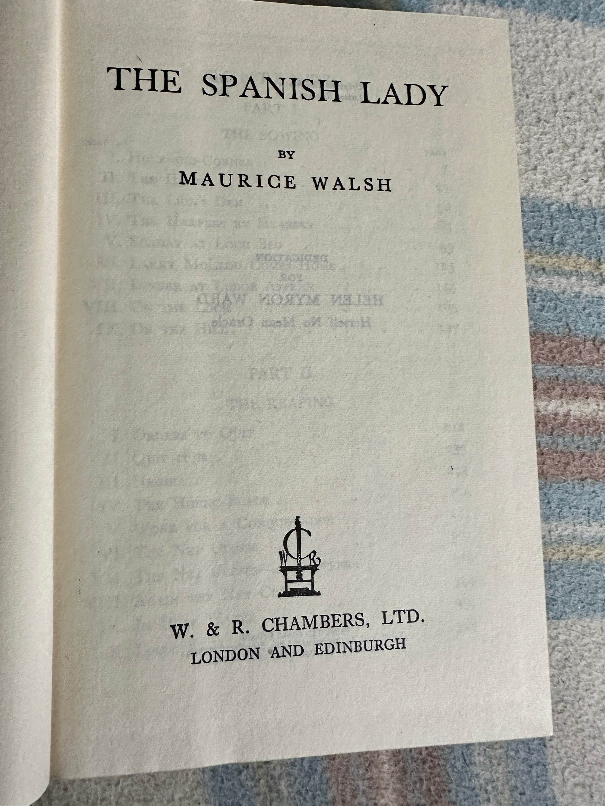 The Spanish Lady Maurice Walsh first edition title page with publisher details from Honeyburn Books
