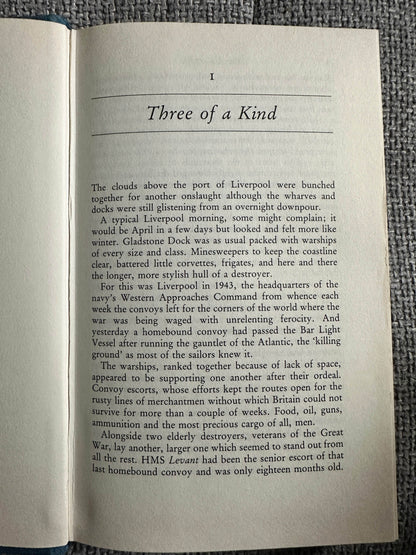 The Volunteers Douglas Reeman first edition book page showcasing the opening chapter with text on the port of Liverpool