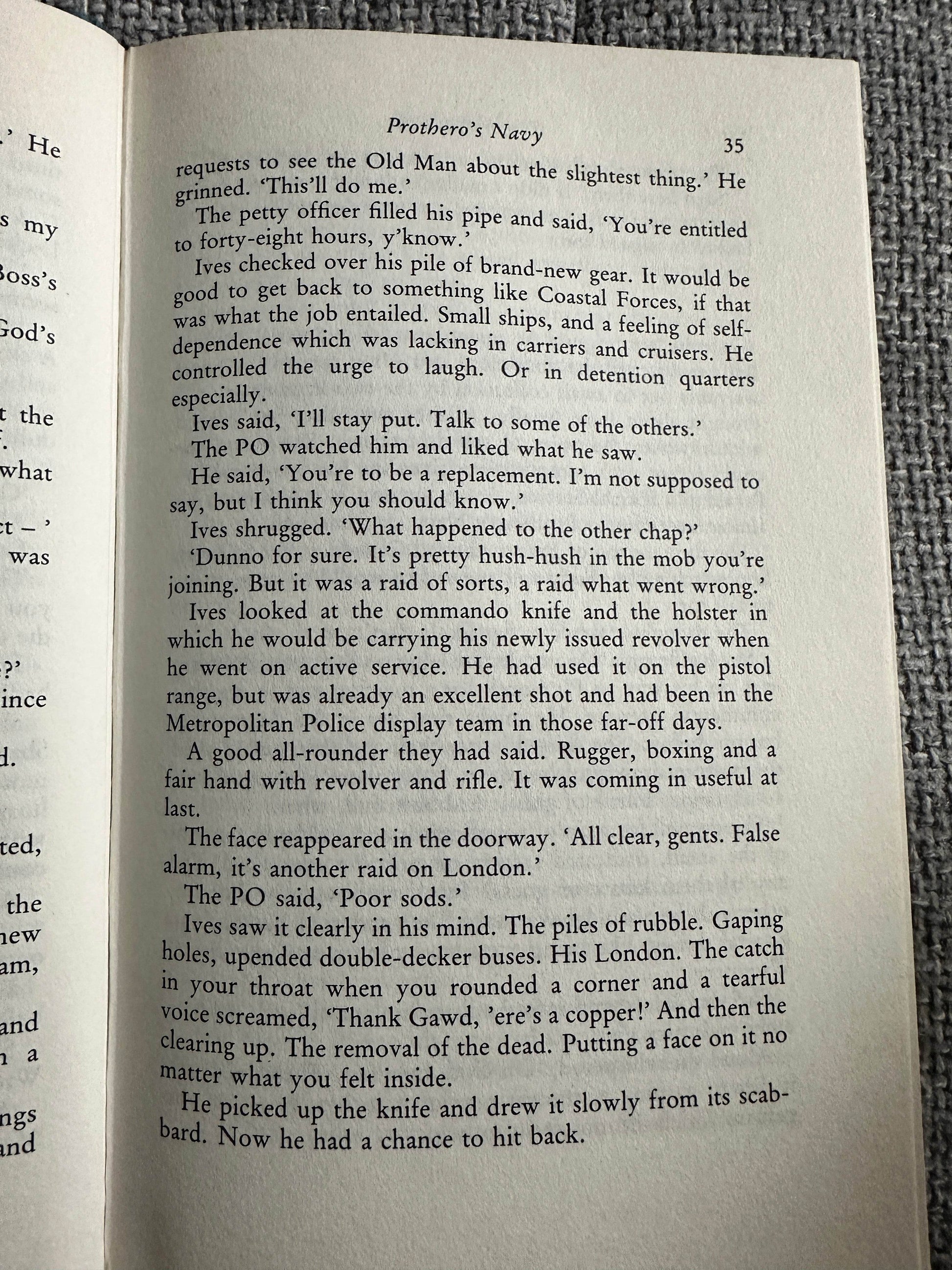 First edition of The Volunteers Douglas Reeman inside page revealing Prothero's Navy text