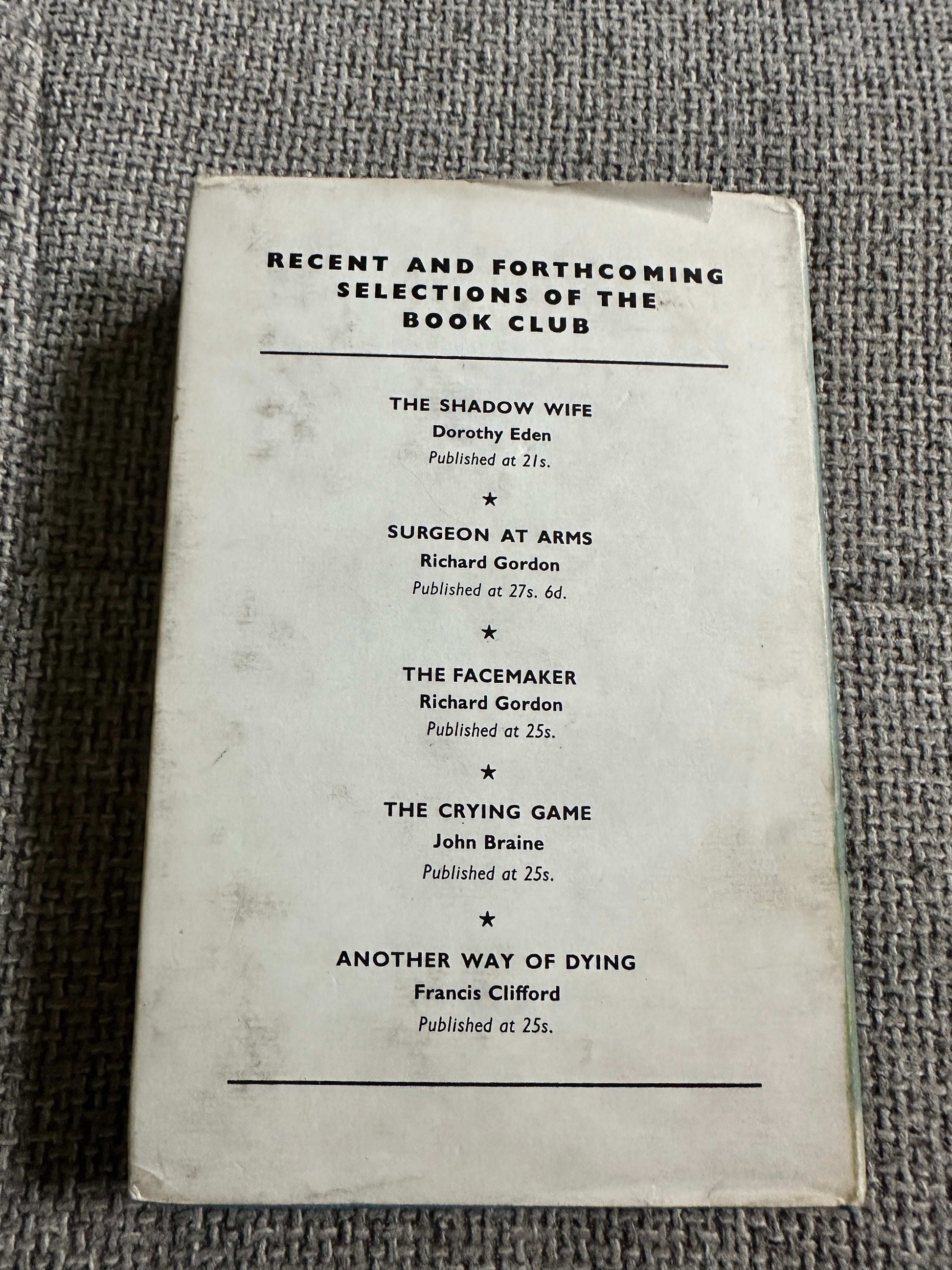 The back cover of The White Witch of the South Seas first edition with upcoming book club selections