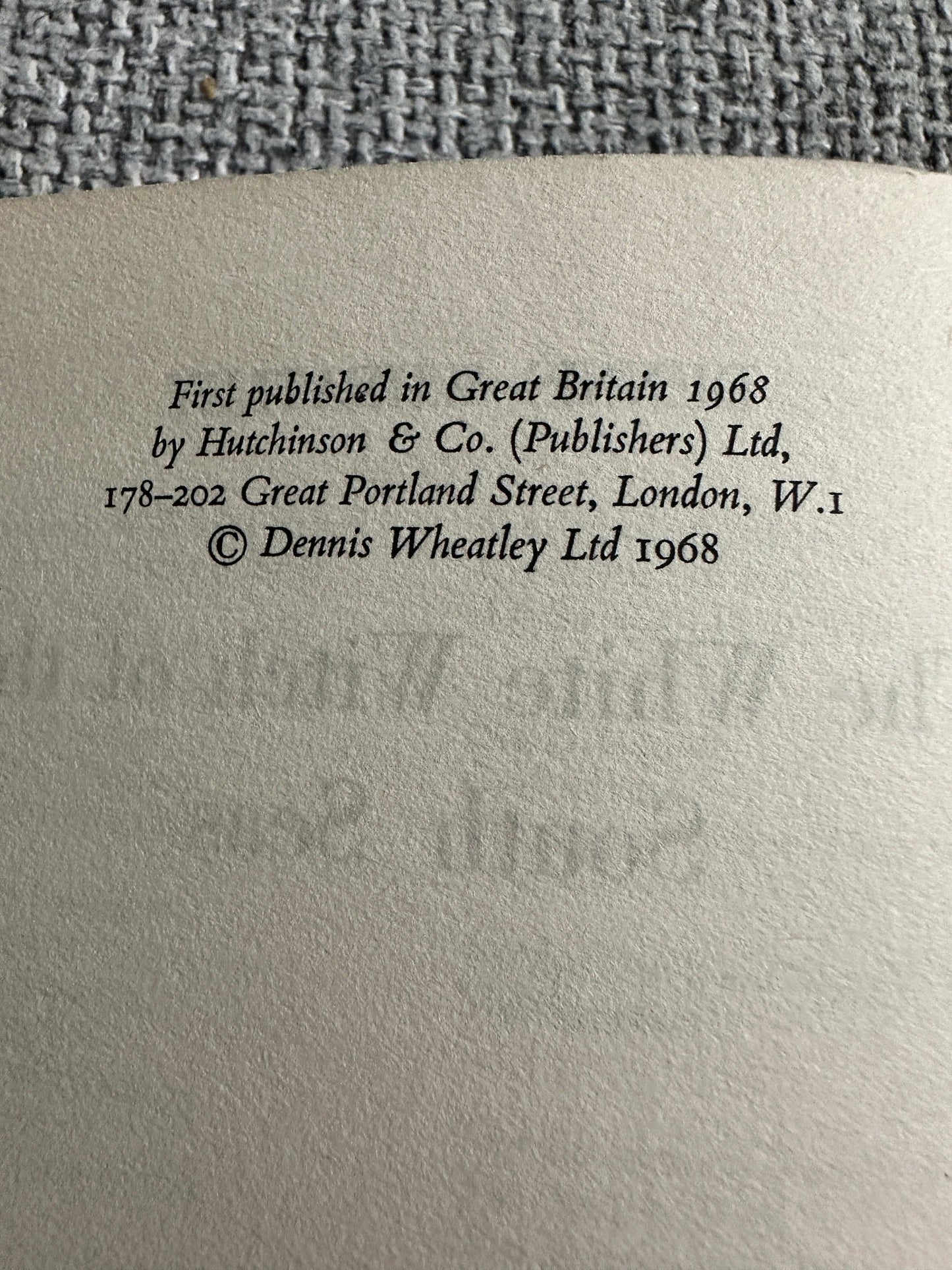 First edition page of The White Witch of the South Seas by Dennis Wheatley, published in 1968