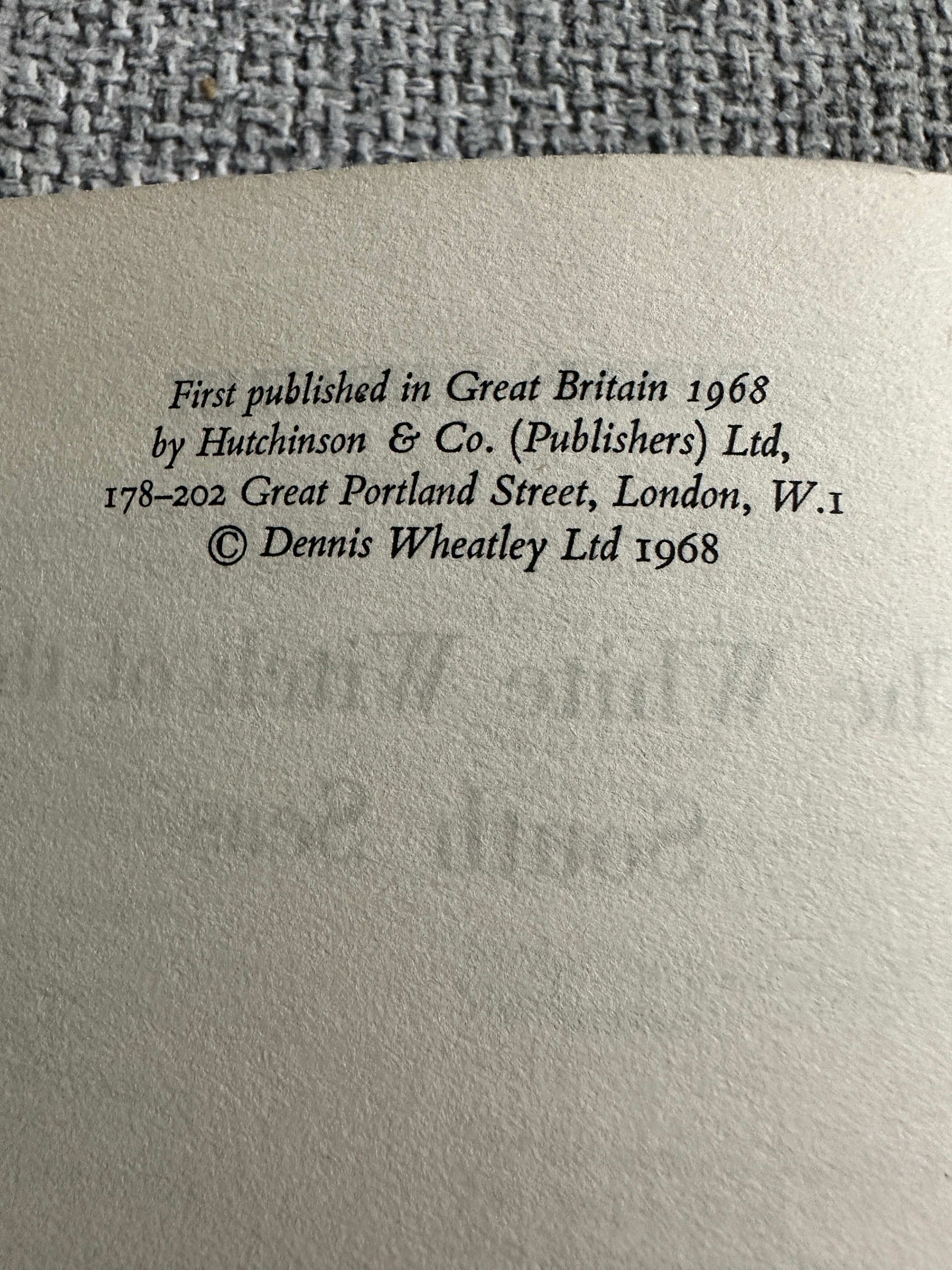 First edition page of The White Witch of the South Seas by Dennis Wheatley, published in 1968