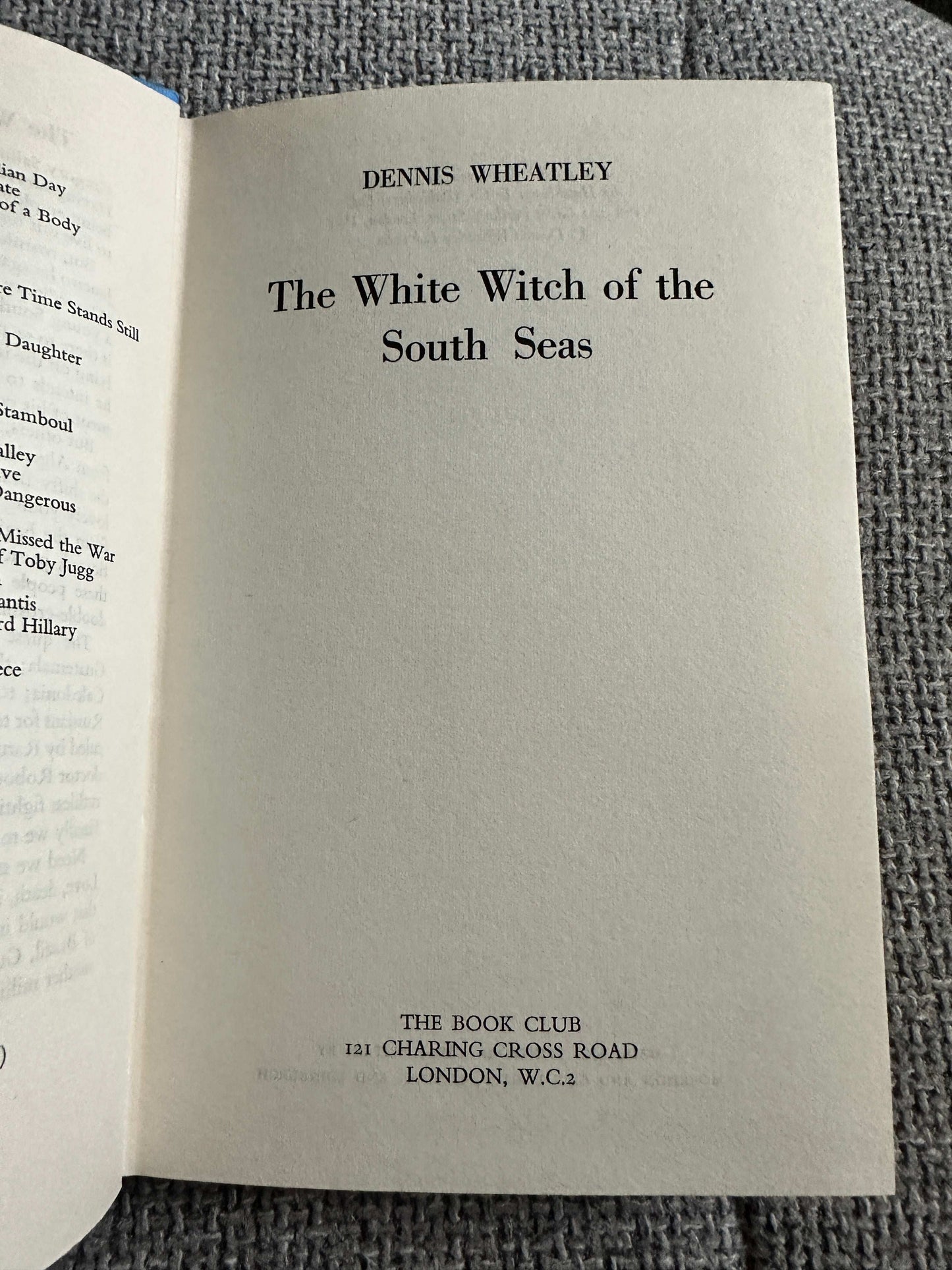 The title page of The White Witch of the South Seas first edition by Dennis Wheatley