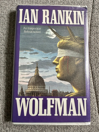 Wolfman 1992 Century hardcover by Ian Rankin featuring a blindfolded figure and St Paul's Cathedral